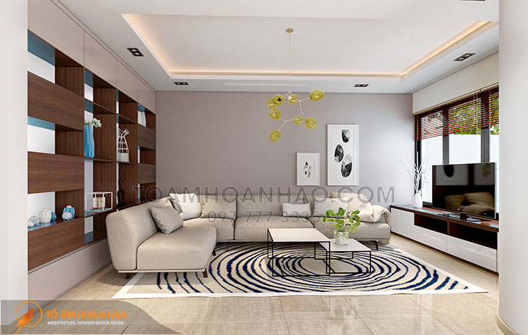 Phần trang trí phía sau tivi khá ấn tượng và lạ mắt