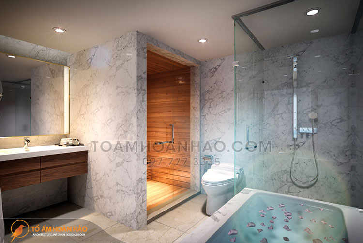 Phòng tắm sang trọng với thiết kế khu khô và khu ướt riêng biệt