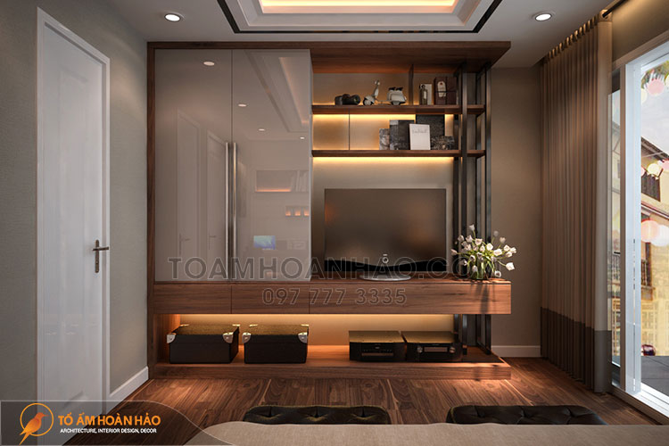 Kệ tivi kiêm tủ quần áo giúp tiết kiệm diện tích không gian