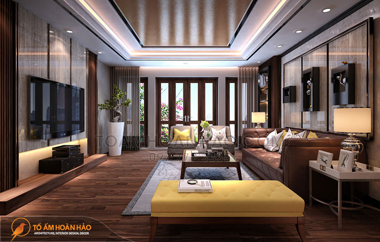 Không gian đậm vẻ sang trọng và ấm cúng với cách sử dụng chất liệu gỗ đầy ấn tượng