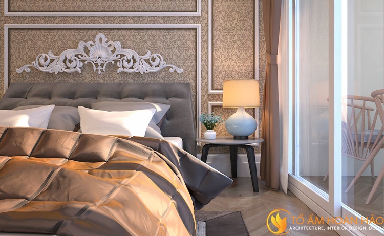 Bàn đầu giường thiết kế vô cùng đơn giản và nhẹ nhàng