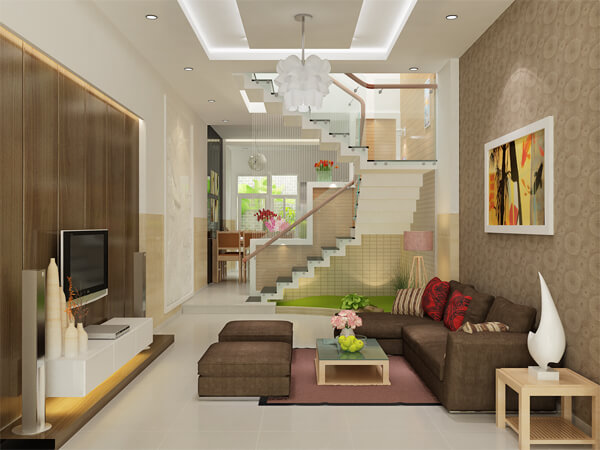 thiết kế nội thất phòng khách nhà ống