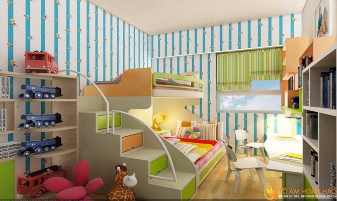 NỘI THẤT PHÒNG NGỦ TRẺ EM 5 Thiết kế nội thất phòng ngủ có giường tầng cho bé trai
