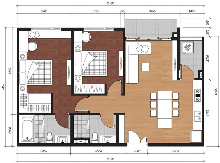 Thiết kế nội thất chung cư 83m2 HH3 Linh Đàm - anh Đức 10