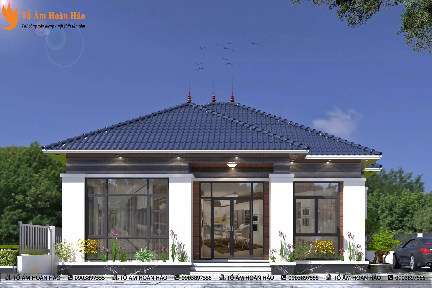 THIẾT KẾ NHÀ VƯỜN ĐẸP - THÀNH PHỐ HỒ CHÍ MINH, 1 TẦNG MÁI NHẬT DIỆN TÍCH 12M X 15M 2 nhà vườn đẹp