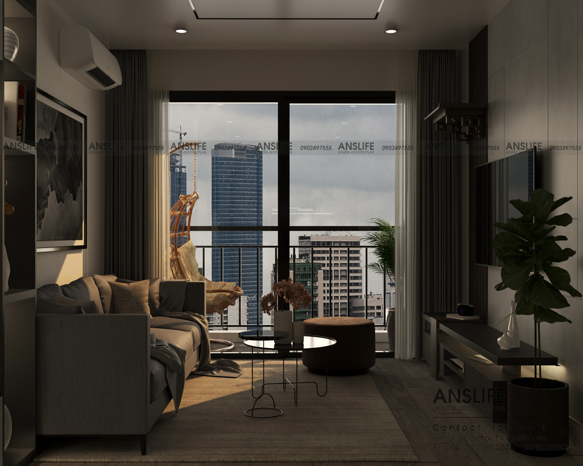 THIẾT KẾ NỘI THẤT CĂN HỘ 72M2 TONE ĐEN - TRUYỀN CẢM HỨNG VỚI KHÔNG GIAN SỐNG CÁ TÍNH, THỜI THƯỢNG 5