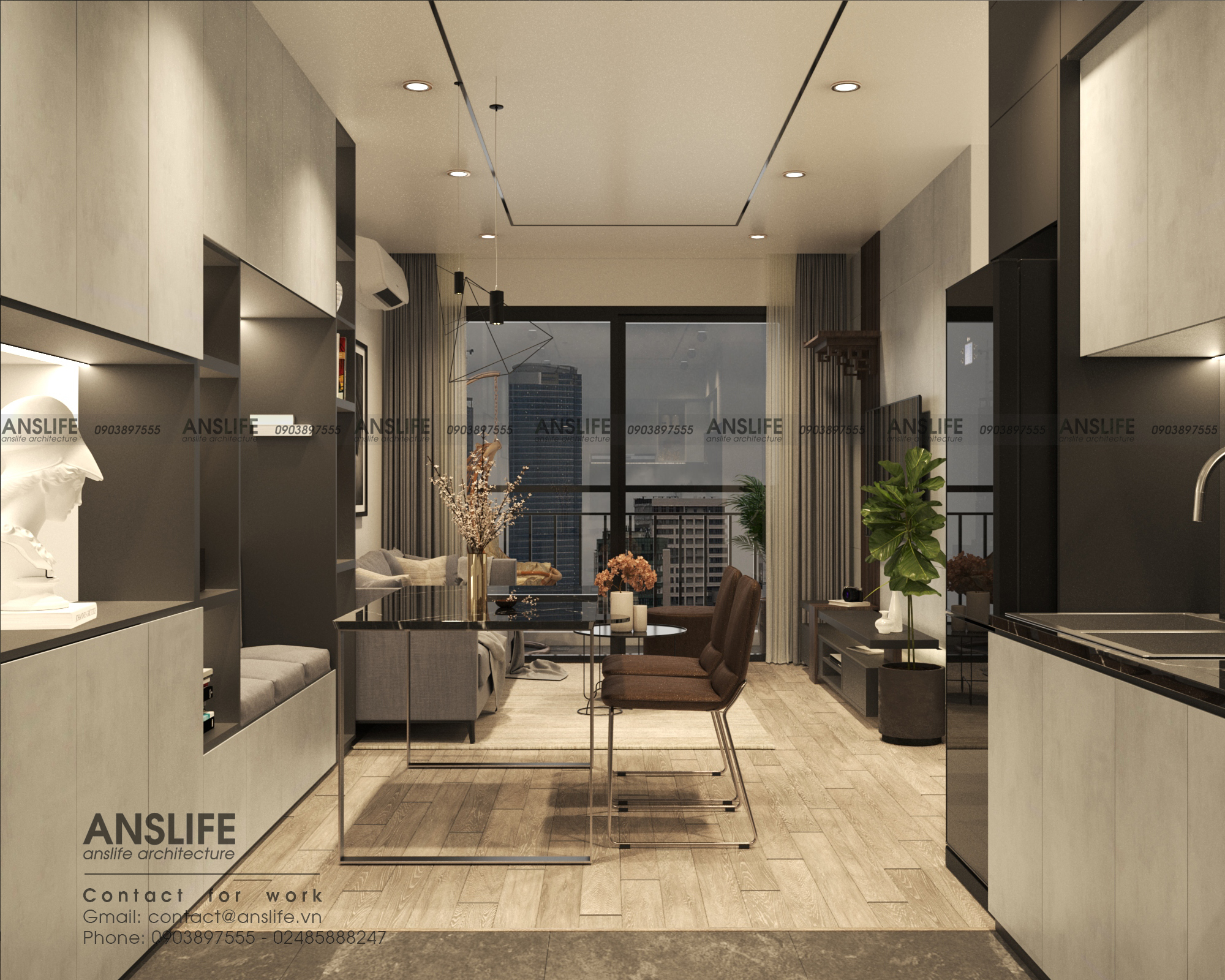 THIẾT KẾ NỘI THẤT CĂN HỘ 72M2 TONE ĐEN - TRUYỀN CẢM HỨNG VỚI KHÔNG GIAN SỐNG CÁ TÍNH, THỜI THƯỢNG 4