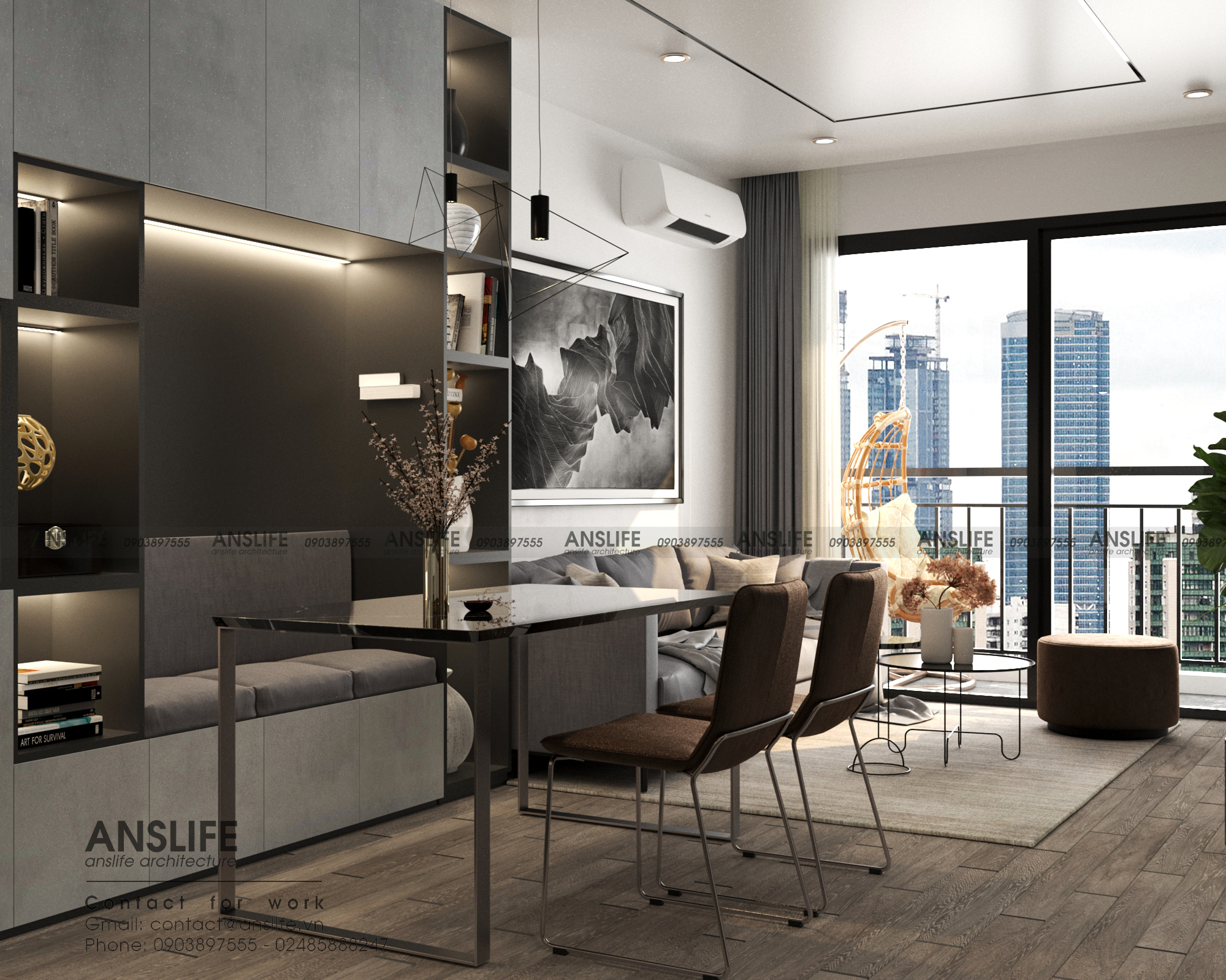 THIẾT KẾ NỘI THẤT CĂN HỘ 72M2 TONE ĐEN - TRUYỀN CẢM HỨNG VỚI KHÔNG GIAN SỐNG CÁ TÍNH, THỜI THƯỢNG 2