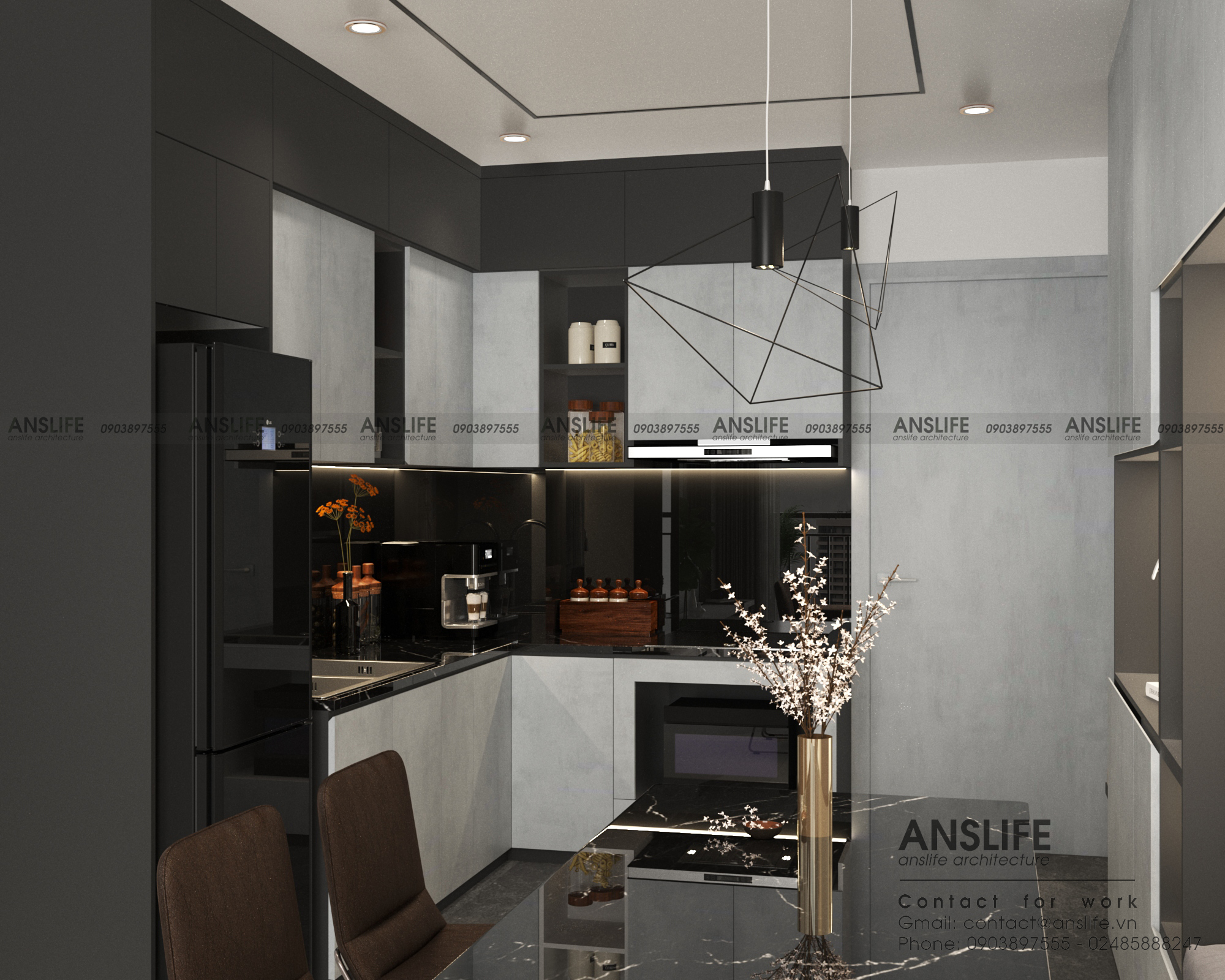 THIẾT KẾ NỘI THẤT CĂN HỘ 72M2 TONE ĐEN - TRUYỀN CẢM HỨNG VỚI KHÔNG GIAN SỐNG CÁ TÍNH, THỜI THƯỢNG 8