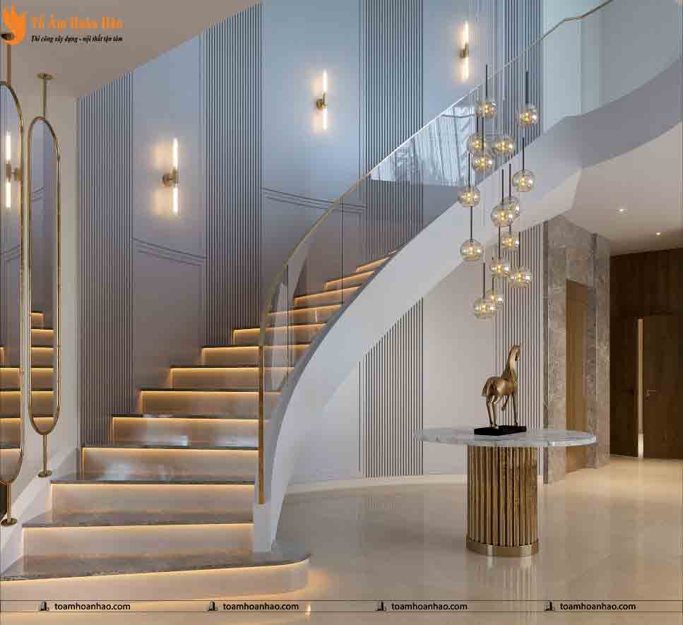10+ MẪU CẦU THANG ĐẸP MANG PHONG CÁCH LUXURY 1 Mẫu cầu thang đẹp mang phong cách hiện đại