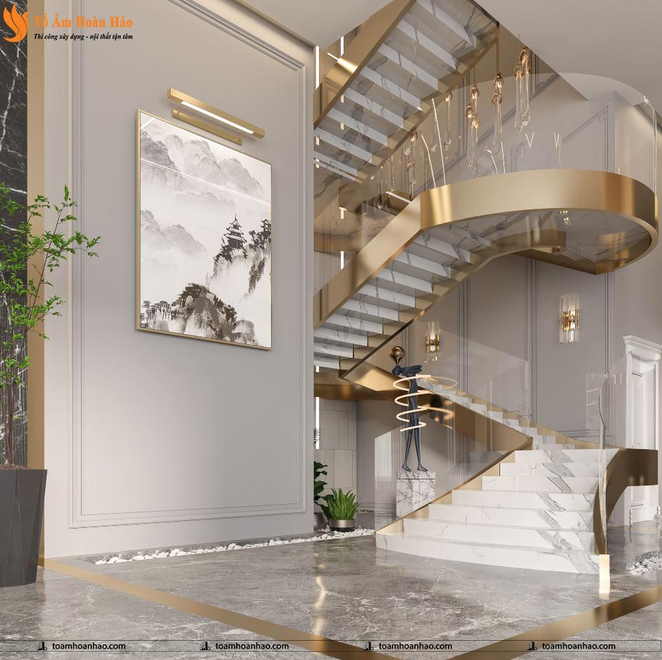 10+ MẪU CẦU THANG ĐẸP MANG PHONG CÁCH LUXURY 12 Mẫu cầu thang đẹp mang phong cách hiện đại
