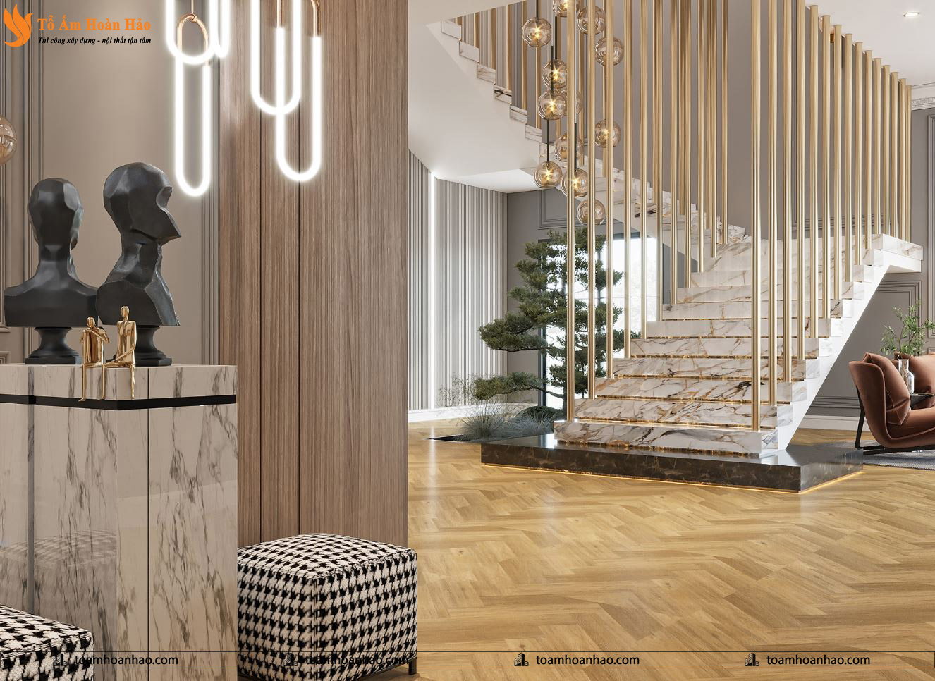 10+ MẪU CẦU THANG ĐẸP MANG PHONG CÁCH LUXURY 21 Mẫu cầu thang đẹp mang phong cách hiện đại