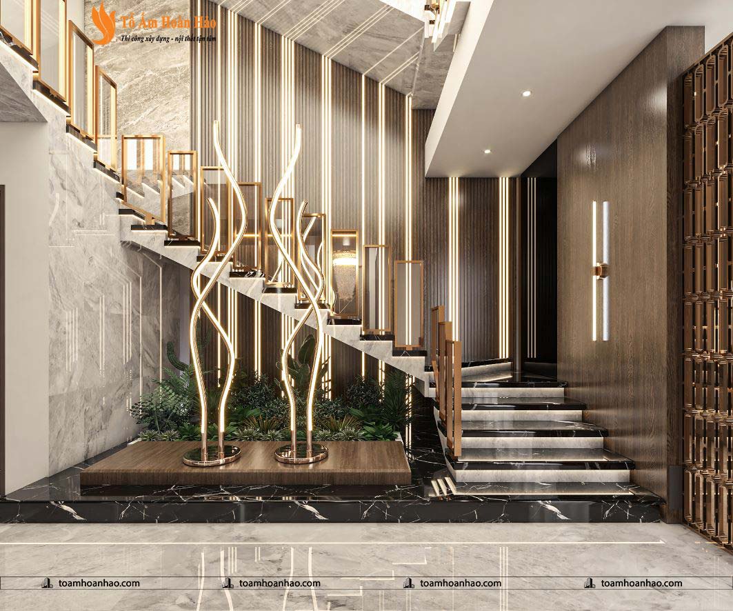 10+ MẪU CẦU THANG ĐẸP MANG PHONG CÁCH LUXURY 28 Mẫu cầu thang đẹp mang phong cách hiện đại