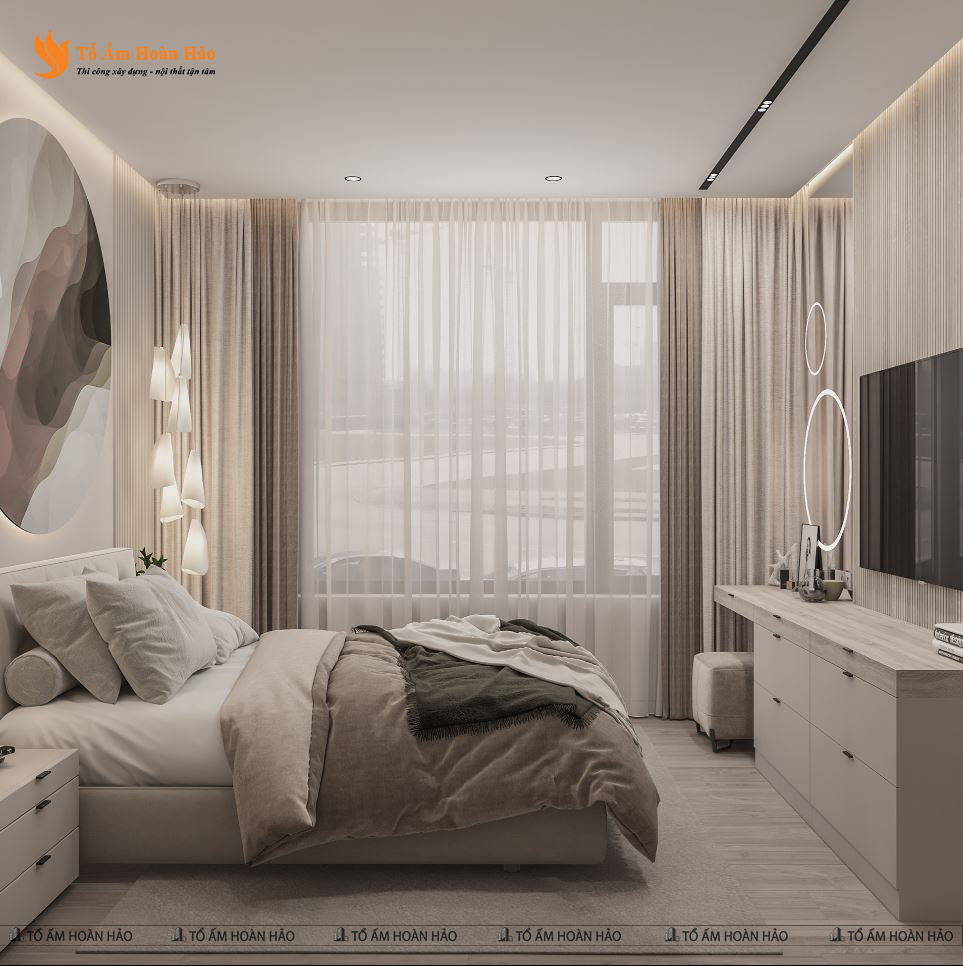 VINHOMES OCEAN PARK 1PN 64M2 - THIẾT KẾ NỘI THẤT CHUNG CƯ GAM MÀU GHI XÁM TRANG NHÃ 13