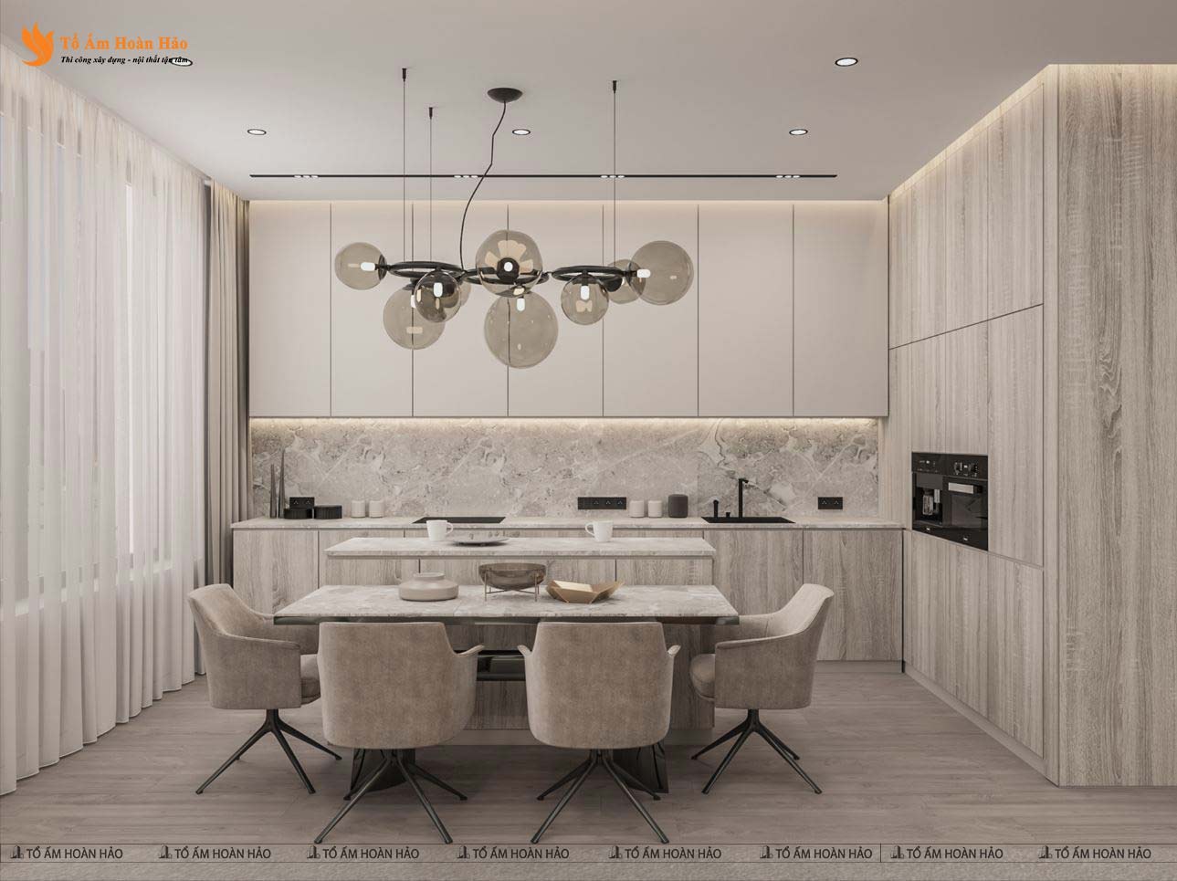 VINHOMES OCEAN PARK 1PN 64M2 - THIẾT KẾ NỘI THẤT CHUNG CƯ GAM MÀU GHI XÁM TRANG NHÃ 4