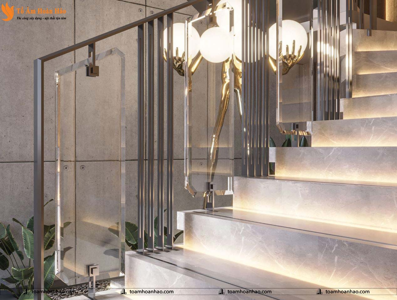 10+ MẪU CẦU THANG ĐẸP MANG PHONG CÁCH LUXURY 31 Mẫu cầu thang đẹp mang phong cách hiện đại