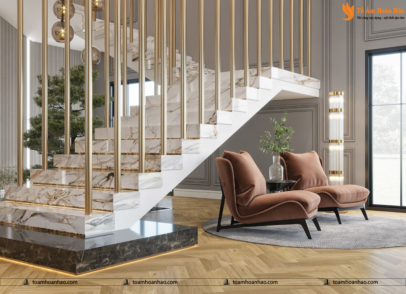 10+ MẪU CẦU THANG ĐẸP MANG PHONG CÁCH LUXURY 23 Mẫu cầu thang đẹp mang phong cách hiện đại