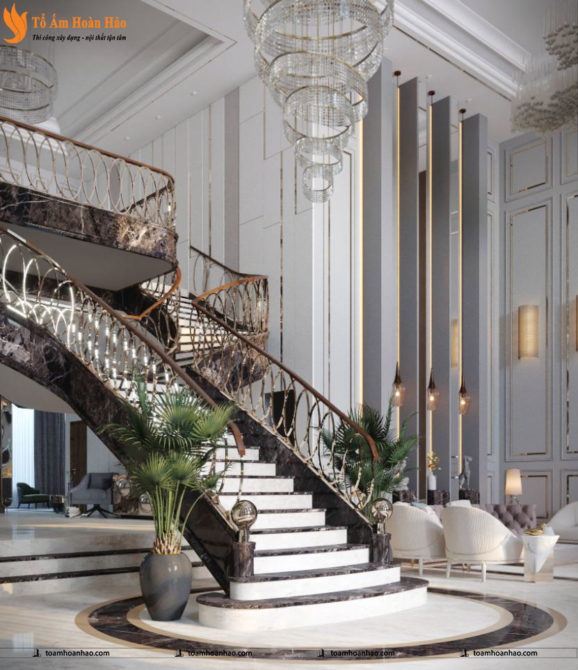 10+ MẪU CẦU THANG ĐẸP MANG PHONG CÁCH LUXURY 19 Mẫu cầu thang đẹp mang phong cách hiện đại